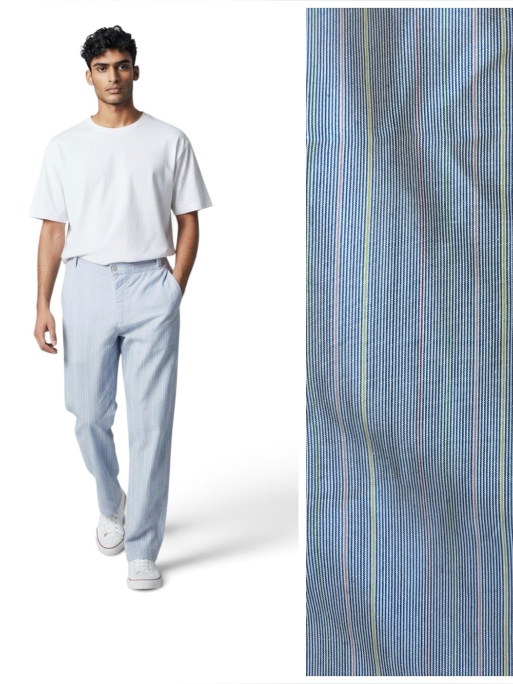 CHRISTIAN DIOR Casual Light Blue Striped Pants